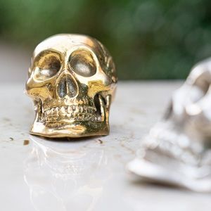 Vintage Solid Brass Skull Paper Weight